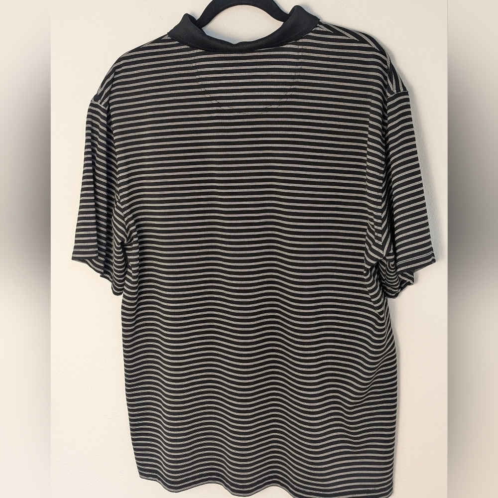 Greg Norman Men’s Five Iron Play Dry Polo Shirt Black White Striped Size XL EUC - Picture 4 of 10
